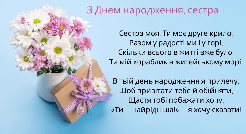 привітання з Днем народження сестрі 2025